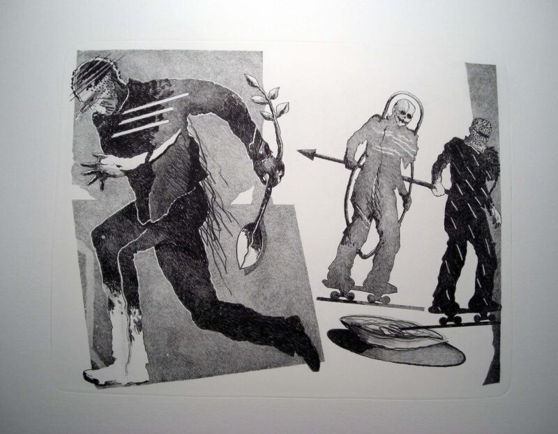 Abbildung 1: „(Fliehender und Skater)“ von Franz-Anatol Wyss