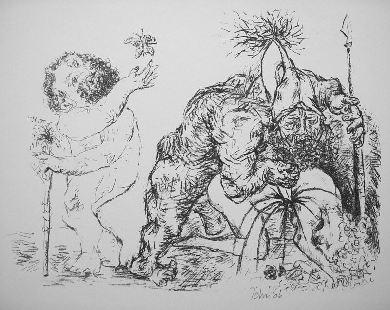 Abbildung 1: „(Krieger auf Frau u. Mann mit Schmetterling)“ von Joachim John