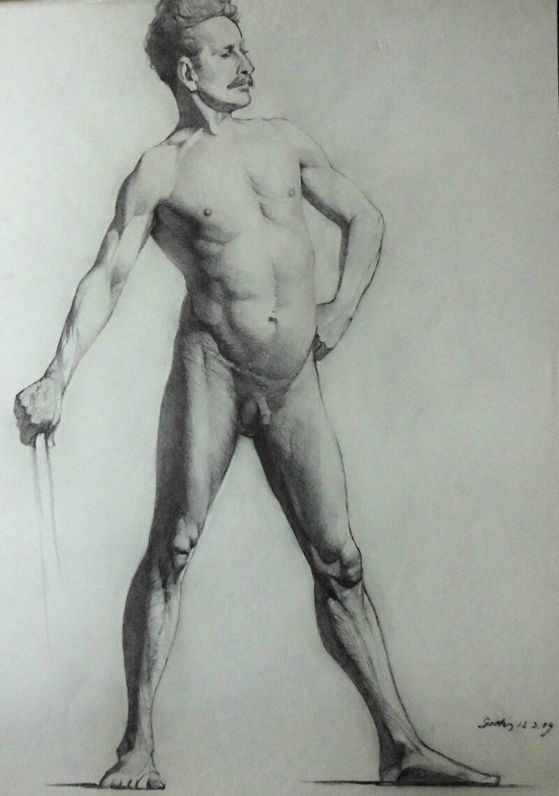 Abbildung 1: „Männlicher Akt, stehend (7078)“ von Ernst Gock