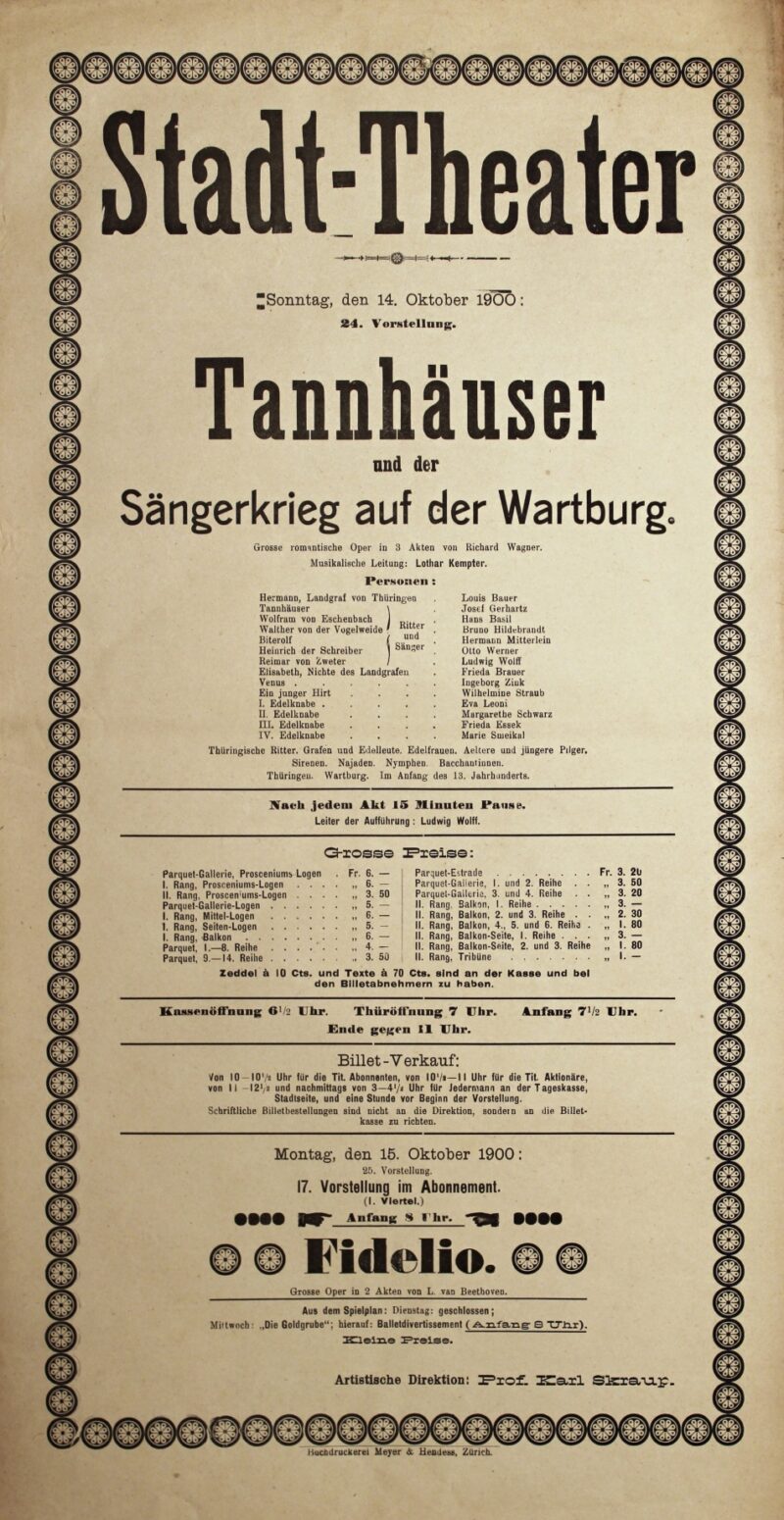 Abbildung 1: „Original-Theaterzettel: Tannhäuser“ von Stadt-Theater Zürich